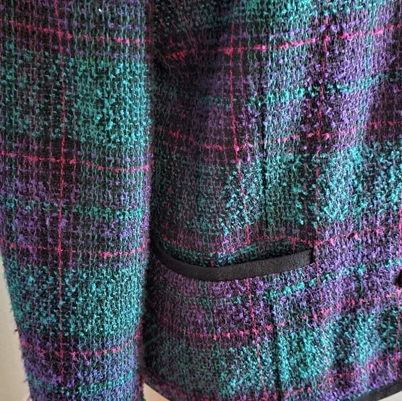 Vintage 80s/90s purple & teal plaid blazer - Picture 4 of 8